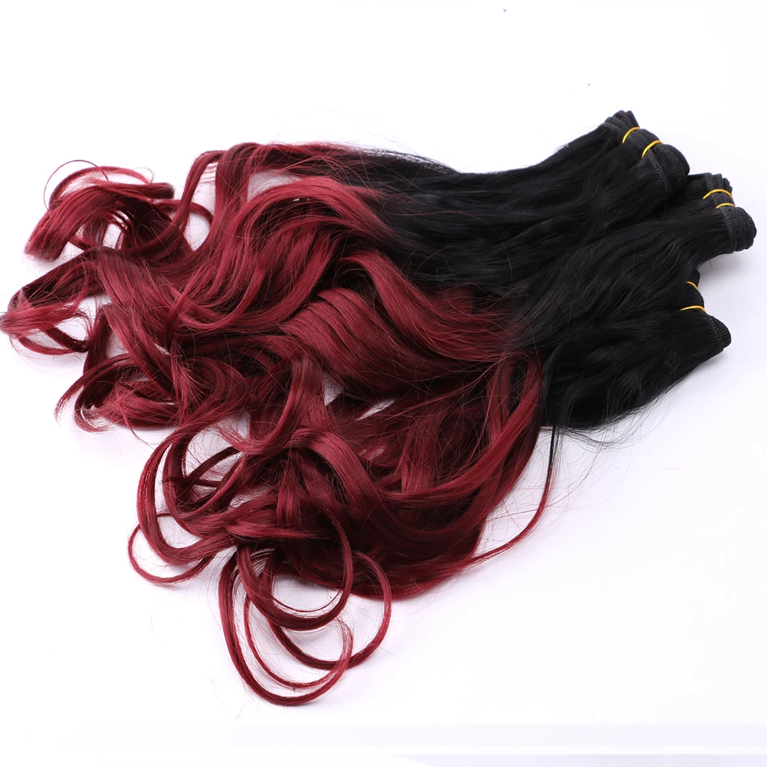ondulado extensão do cabelo sintético tecer 100%