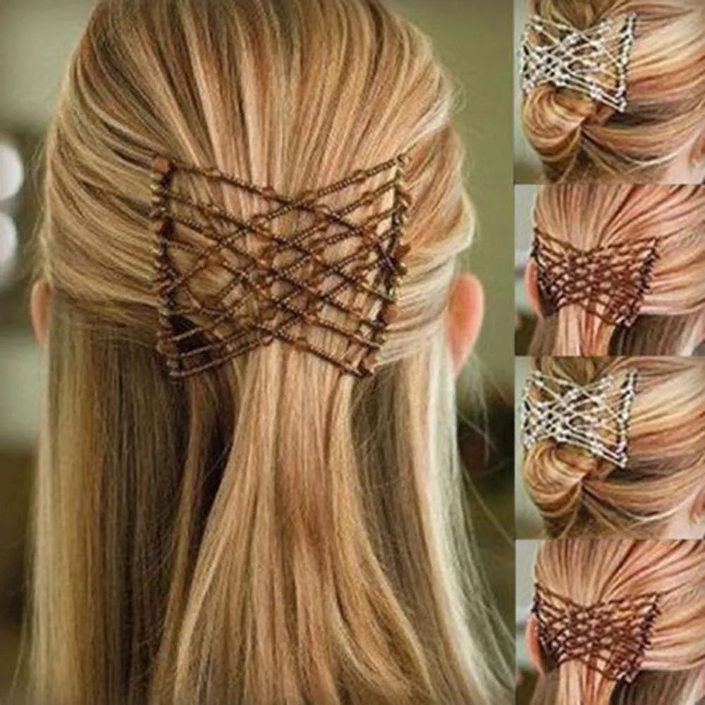 

Random Vintage Flower Bead Stretchy Hair Combs Double Hair Grip Metal Comb Clip Hairpins Hair Clip For Women Hair Styling Tools