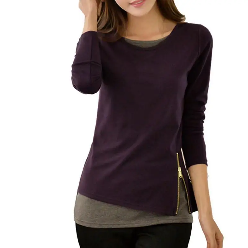 

2018 Hoodies Sweatshirt Women Casual Long Sleeve Moletom Feminina Patchwork Felpe Pullovers Zippers Tops H8