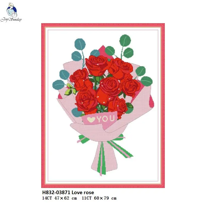 

Love Rose flowers Paintings Counted Printed Cross Stitch kits Sale Embroidery Needlework Accessory Tools Set Home Decoration