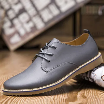 

Vogue Fashion Oxford Shoes Men British Style Lace-up Mens Casual Shoes Round Toe Men Flats Genuine Leather Casual Shoes Men