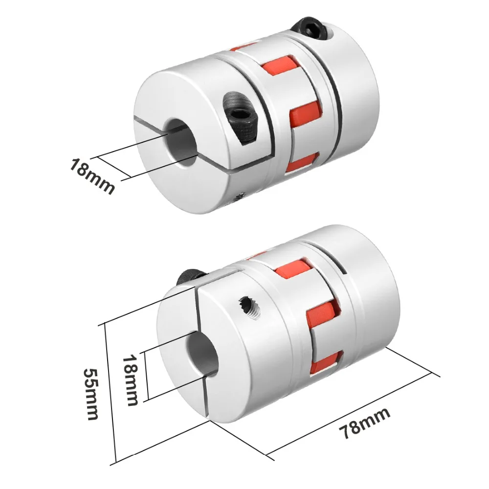 

Uxcell High Quality L78xD55 18mm to 18mm Shaft Coupling Bore Flexible Coupler Joint High Hardness for M8 Servo Stepped Motor