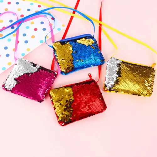 

Kids Coin Purse Children Shiny/ Bling Sequin Small Bag Pocket Zipper Pouch Mini Shoulder Crossbody Handbag Satchel