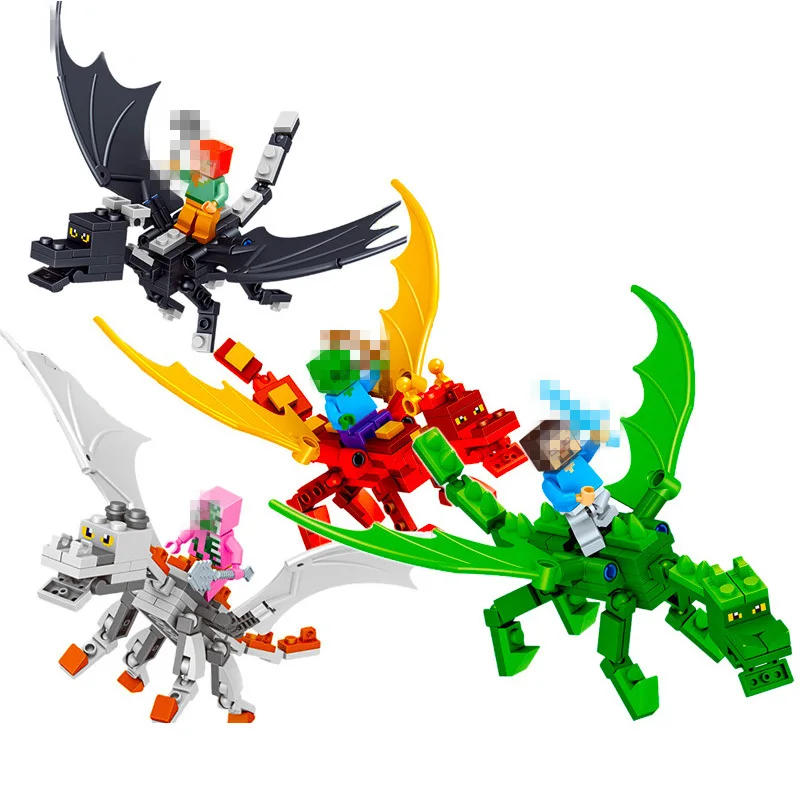 

Random 1Pcs Minecrafted Action Figures Dragons Toys Steve Zombie Alex Witch Zombie Skeleton Compatible LegoING Blocks