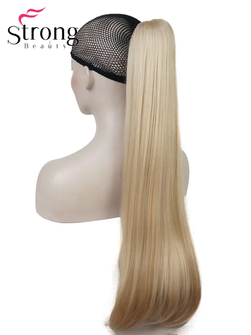 StrongBeauty, длинные прямые накладные волосы на заколках "конский хвост", 26 дюймов, синтетические, стойкие к нагреванию, цвет на выбор