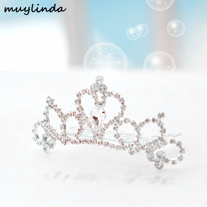 

Girls Small Crystal Tiara Hair Combs Fashion Clear Rhinestone Crown Wedding Flower Girls Hair Jewelry