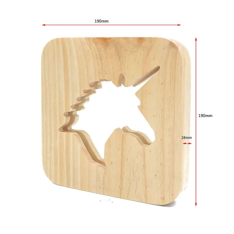 unicorn Теплый свет деревянный ночник Детская Спальня украшение USB светодиодный энергосберегающий домашний прикроватный столик лампа Рождественские подарки - Испускаемый цвет: unicorn
