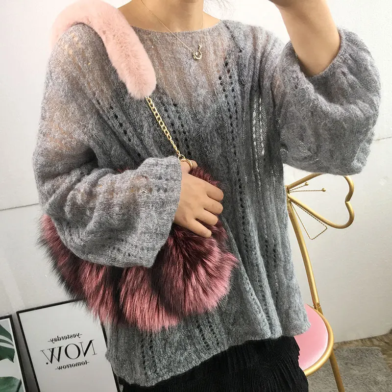 Rex Rabbit Fur Shoulder Bag Strap Women Handbag Accessories Warm Fur Bags Handle Replacement High Quality Straps For Bags