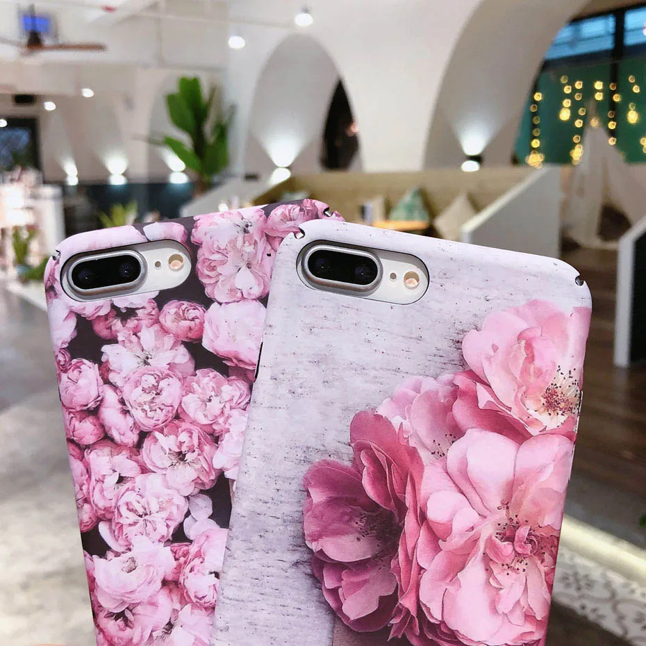 YAMIZOO Flower Case For iPhone 6 7 5s Cover 5 se Coque Shockproof PC Hard Luxury Phone Case For iPhone x 8 6s 6 Plus Case 7 Plus (8)