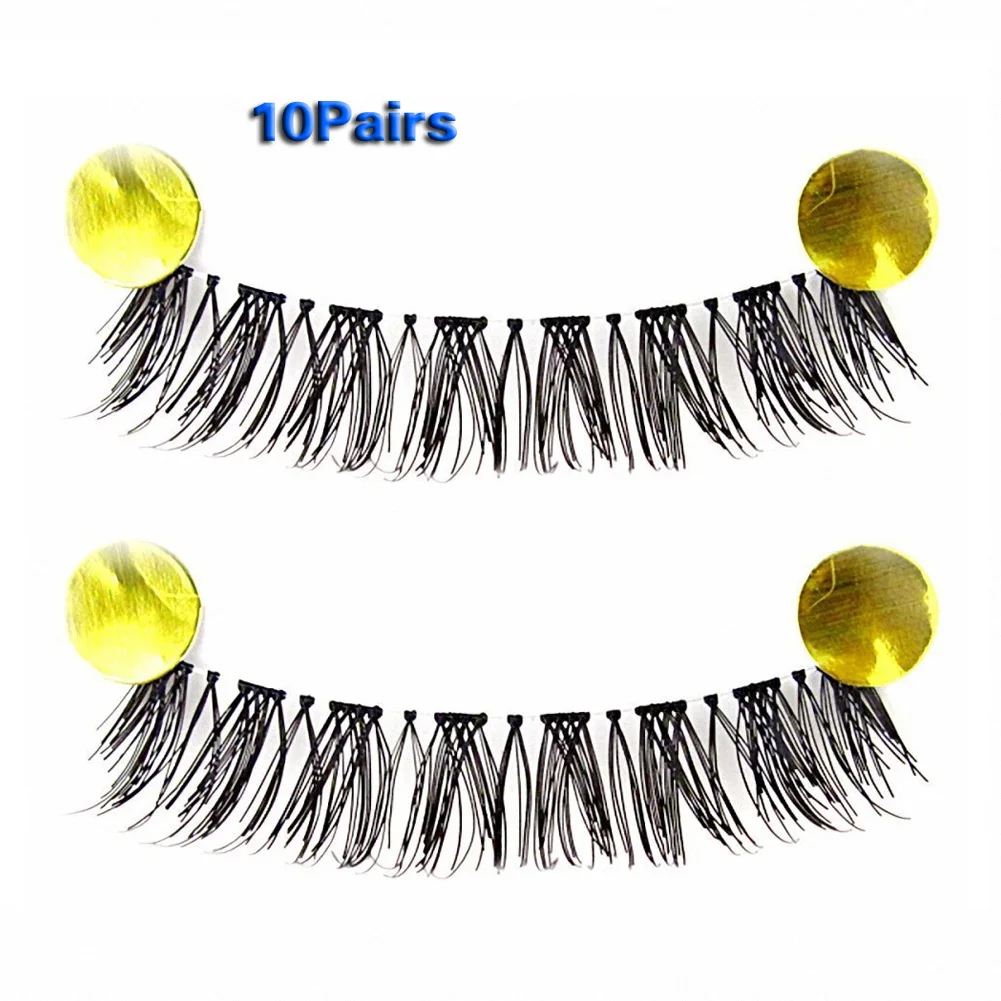 

HHFF 10 Pairs Transparent Stems Thick Makeup Eye Lashes False Eyelashes