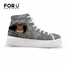 FORUDESIGNS/Женская обувь на платформе с объемным принтом милых животных; женская повседневная обувь с высоким берцем; Осенняя женская обувь на толстой мягкой подошве; обувь на плоской подошве