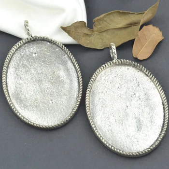 

Wholesale 5pcs/lots Metal tibetan silver charms cabochon 55*40mm base pendants fit diy necklace jewelry supplies 3265