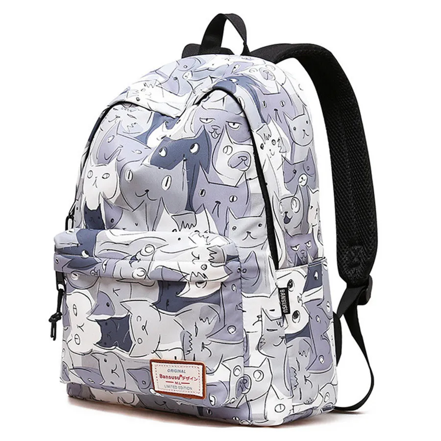 Top Girls School Bag Anime Cat Girl Canvas Backpack Travel Rucksack Handbag Bags