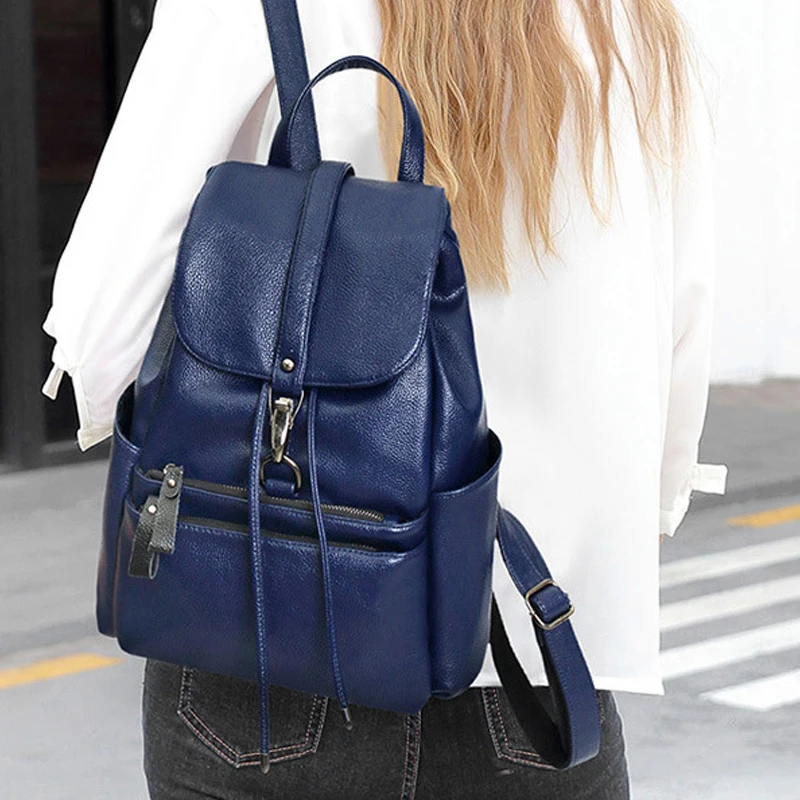 

Luxury classic Casual Backpack Zipper waterproof Backpack School Bag Shoulder Bag PU Leather Women Multi-Function bag B42-96