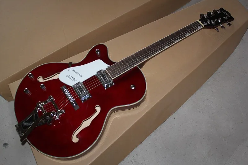 Free Shipping Top Quality Custom Left Handed Gretsch 6120 wine red Electric Guitar with Bigsby Tremolo  14-9-30
