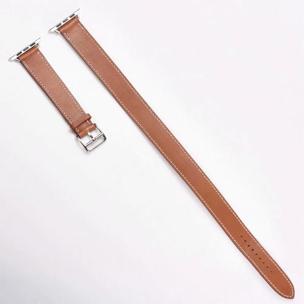 fashion Leather loop for iwatch Series 4 2 3 1 for Apple Watch band Strap Double Tour Extra Long 38mm 42mm 40mm 44mmseries 5