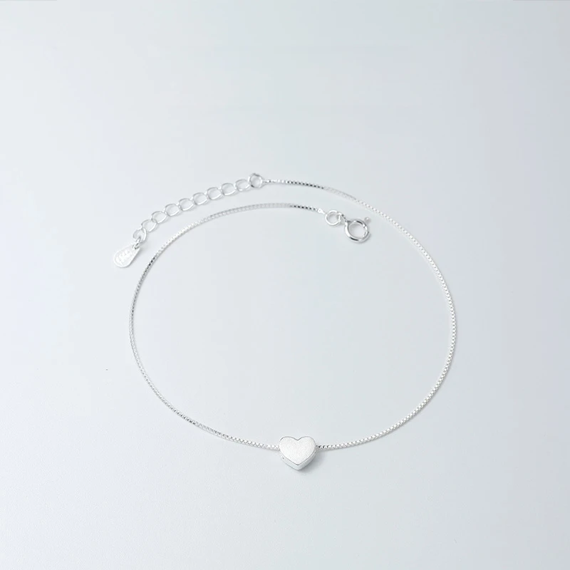 Fashion 925 Sterling Silver Heart Anklets Women Charm Brand Jewelry Free Shipping SA030
