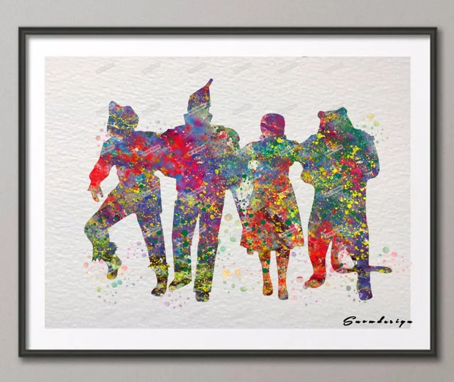 Original watercolor Wizard of OZ canvas painting pop wall art poster