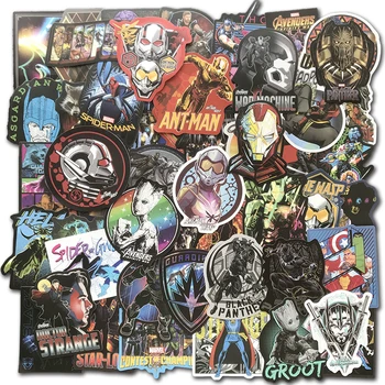 

AQK 54Pcs/Lot Cool Marvel Super Hero Stickers The Avengers Sticker Decals Pack For Skateboard Luggage Laptop Notebook Guitar Car