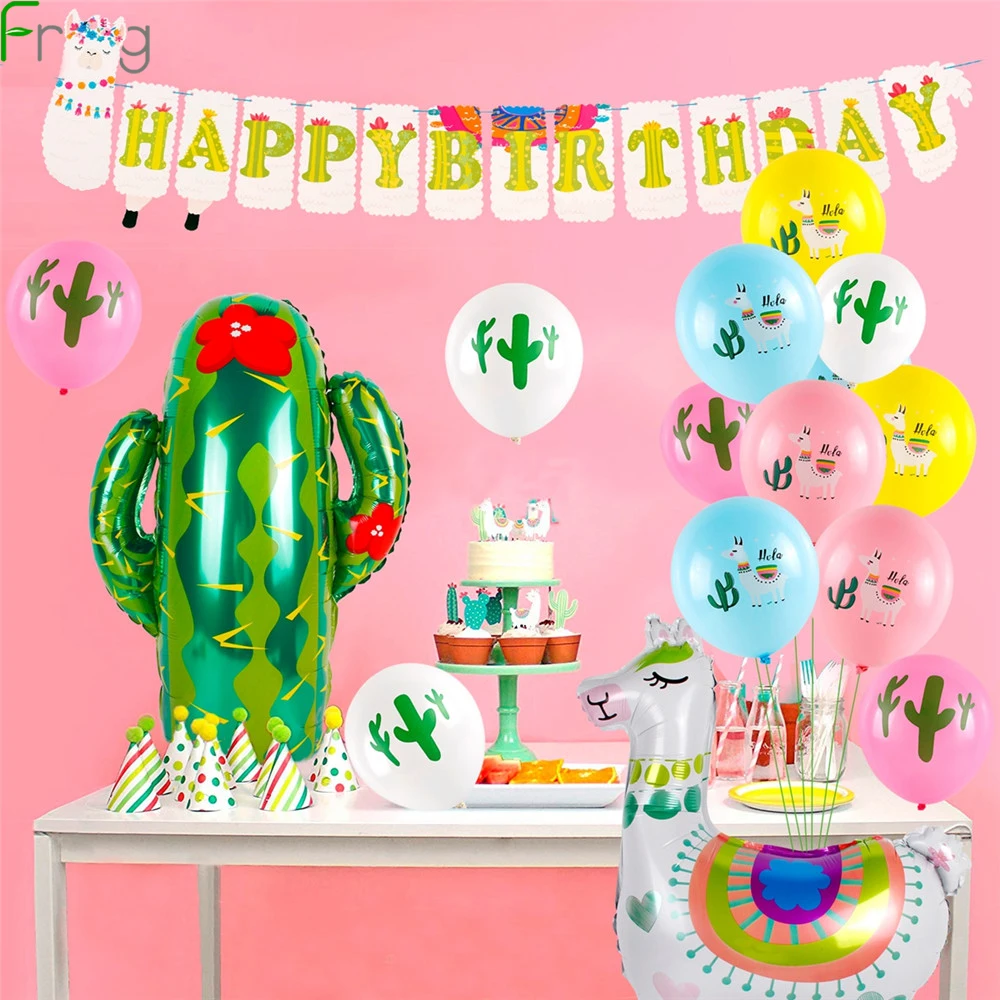 

Frigg Cute Cartoon Alpaca Kit Set Balloon Banner Cake Topper Alpaca Decor 1st Happy Birthday Party Decoration Kids Baby Shower