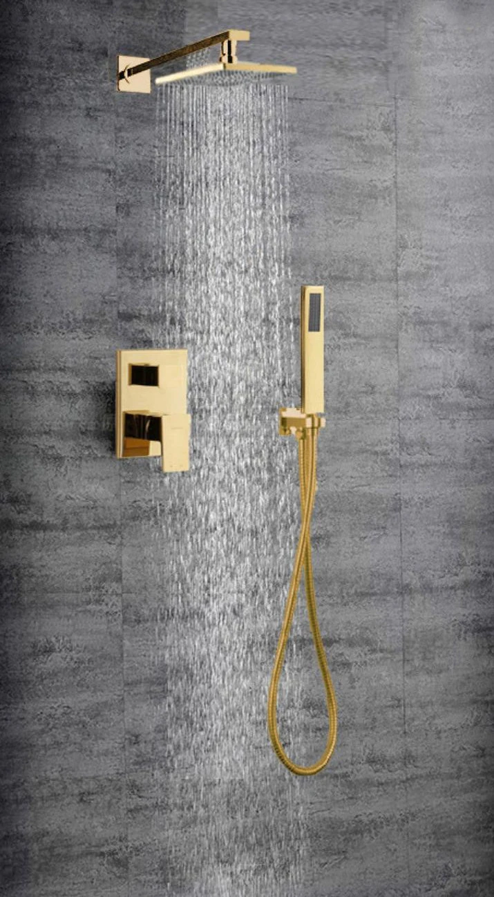 Description Picture 3 of itemBathroom Brass 10 Inch Waterfall Rain brass Shower Head Arm Gold Wall Mounted Shower Faucet Set BL978
