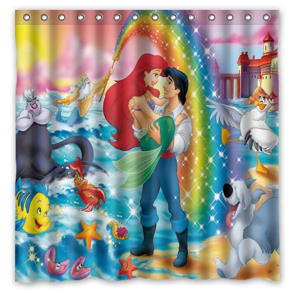 High Quality 180*180cm Little Mermaid Modern Style Waterproof Fabric