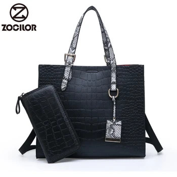 

2019 Women Bag Two Sets Luxury Leather Purse and Handbags High Quality Famous Brands Designer Handbag Female Shoulder Bags sac