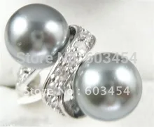 ENVÍO LIBRE >>>@@ Doble Gris Grano de La Perla Anillo de Plata Crystal Tamaño: 7.8.9/Shiping Libre 1 Unids