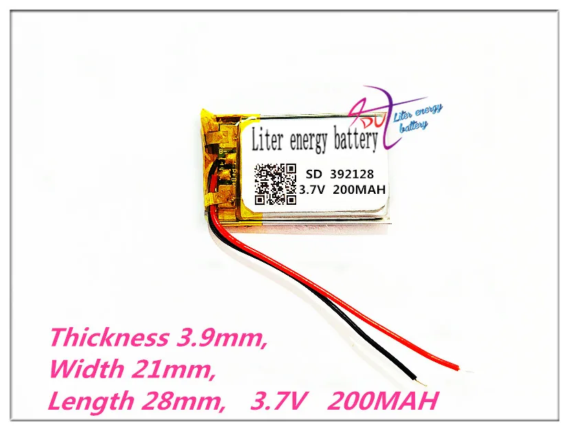 

392128 3.7V 200MAH Polymer rechargeable batteries JAB Bluetooth headset Wireless Headset MP3 MP4 MP5 GPS 402030 Li-ion battery