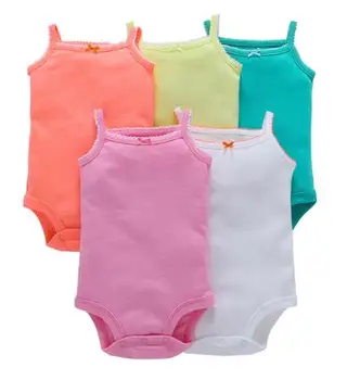

5 Pieces Packaged For Sale 2018 New Baby Girls 100% Cotton Polka Dot Sleeveless O-Neck High Quality lovely Romper For Girls