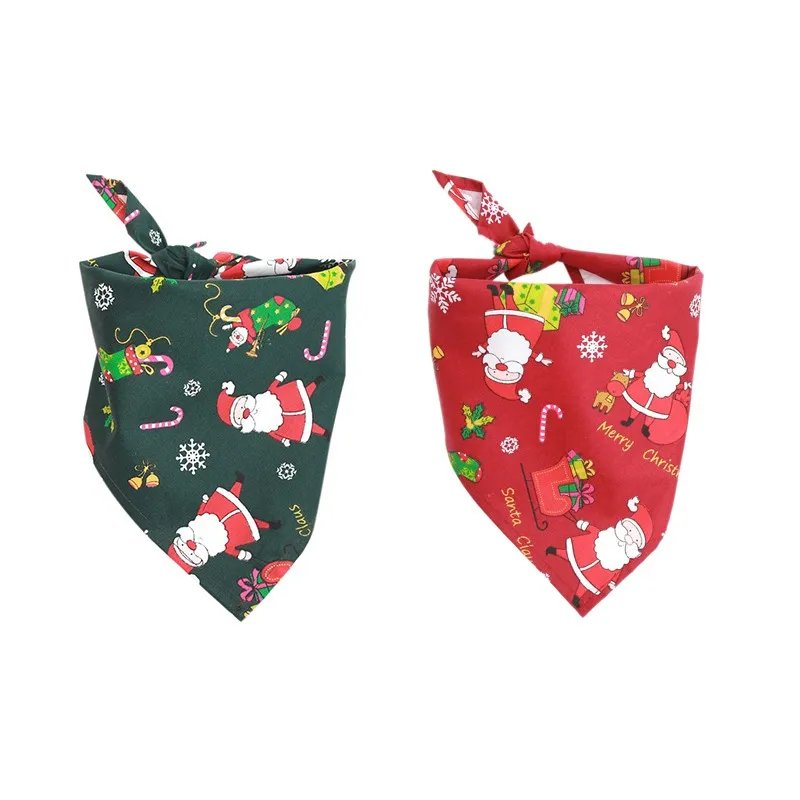 

Dog Puppy Cat Bandana Christmas Collar Scarfeckerchief Pet Triangle Scarf Bibs For Chihuahua Tie With Elk Santa Claus Printing