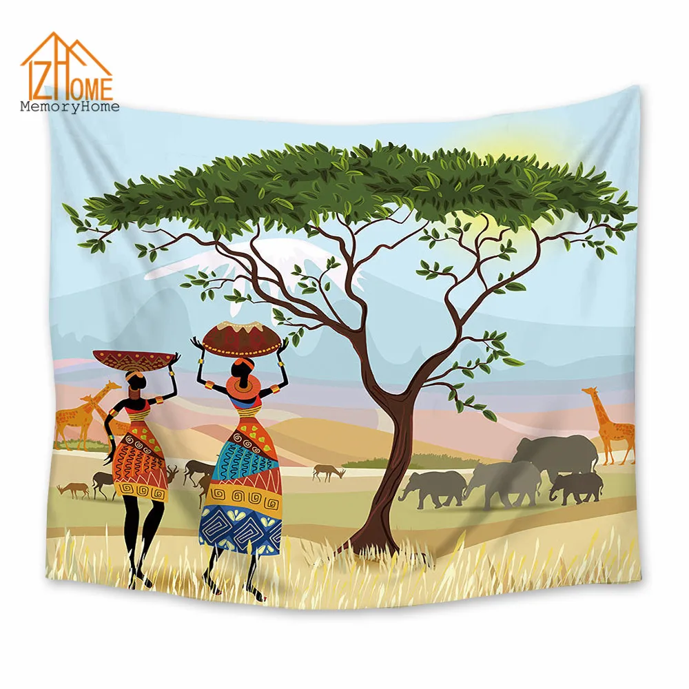 

Memory Home Art African Woman Print Tapestry Polyester Wall Hanging Tapestries Bedspread Bedding Bed Cover Ethnic Home Decor
