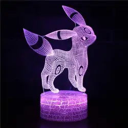 Umbreon 3D лампа Новый Pokemom RGB переменчивое настроение лампа 7 цветов свет базы Прохладный Ночной свет на Рождество подарок к празднику