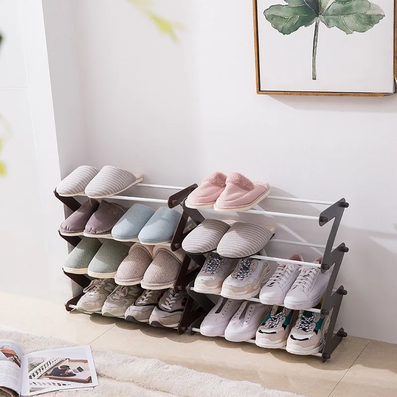

Nordic Style MultiLayer Stainless Steel Assembly Shoe Rack Multi-function Household Rack Fashion Bookshelf Living Room Organizer