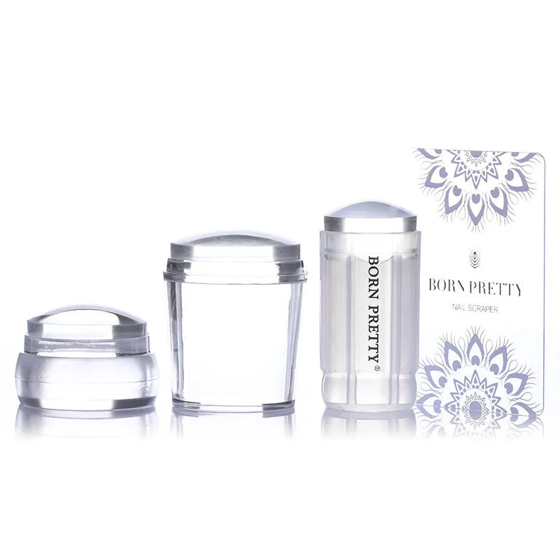 

BORN PRETTY 4PCS Nail Art Stamping Clear Jelly Silicone Nail Stamper & Scraper Transfer Printing Tool Set Nail Art Stamping