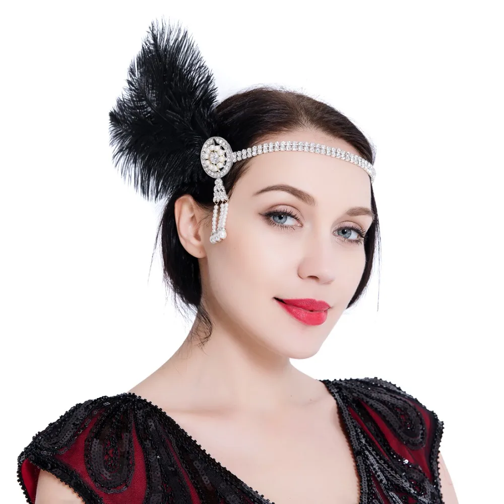 

Vintage 1920s Hair Headband Great Gatsby Headpiece Flapper Fascinator Elegant Women Hair Accessory for Cocktail 20s Costume