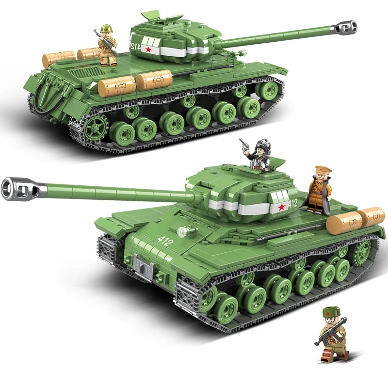 

1068pcs Military IS-2M Heavy Tank Soldier Figures Weapon Building Blocks Compatible LegoINGLY WW2 Bricks Army Kids Toys for Boys