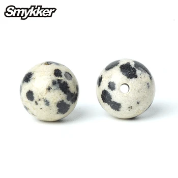 

Natural Black Spotted Stone Gemstone Beads Loose Rosary Beads 4-10mm 15" Round Dalmation Stone For Women Bracelet Drop Shipping