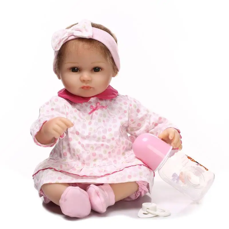 

Soft Silicone Vinyl Dolls 16inch Doll Reborn Baby Girl Handmade Cotton Body Lifelike Bebe juguetes Babies Toys