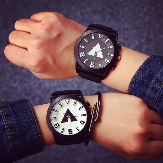 

Quartz Watch Simple triangle Men Watches Korea Fashion Trend Military Sports Students Men's Large Dial Quartz-watch