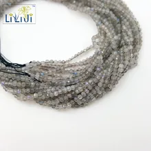 Lii Ji граненые бусины круглой формы из натурального Лабрадорита, 1-2 мм, сделай сам, ювелирное изделие, ожерелье, браслет, около 39 см, 2 шт