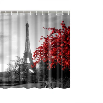

High Quality Paris Landscape Shower Curtain Waterproof Polyester Fabric Bath Curtain for The Bathroom Home Decoration