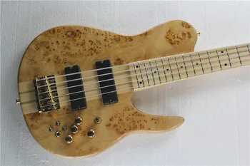 

one-piece set neck through body butterfly Imperial 5 strings electric bass guitar with 9V Active Pickups