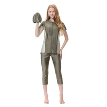 Хорошо! купальник arrival мусульманский купальный лоскутный топ с короткими рукавами+ штаны на 7 процентов хиджаб-купальник