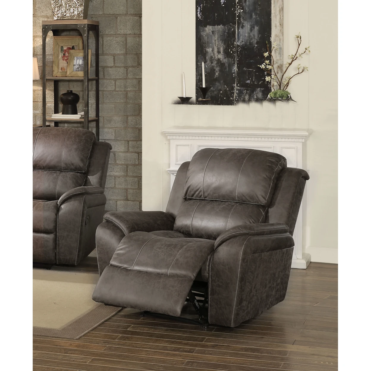 Barnaby Recliner , Gray   Microfiber