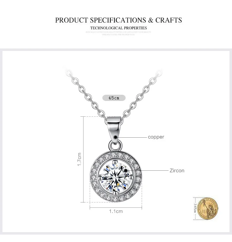 BAMOER Летняя коллекция серебряный цвет круглая форма полная любовь ожерелья и подвески для женщин модные украшения YIN056