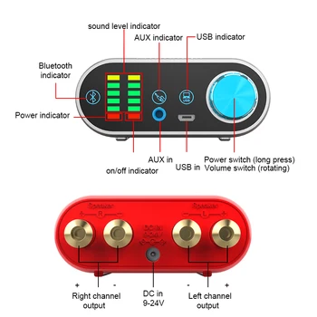 

Bluetooth 5.0 HiFi TPA3116 Power Amplifier Digital Amp Board 50W*2 Stereo with Audio Indicator Music Spectrum