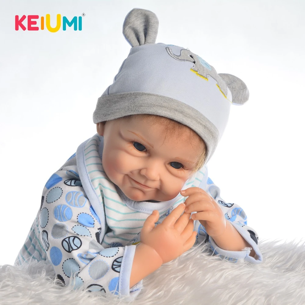 Keiumi Drole Sourire Silicone Poupees Renaitre Bebe Jouet Realiste 55 Cm Renaitre Bebe Garcon Pour Enfant En Bas Age Playmate Enfants Cadeau D Anniversaire Aliexpress
