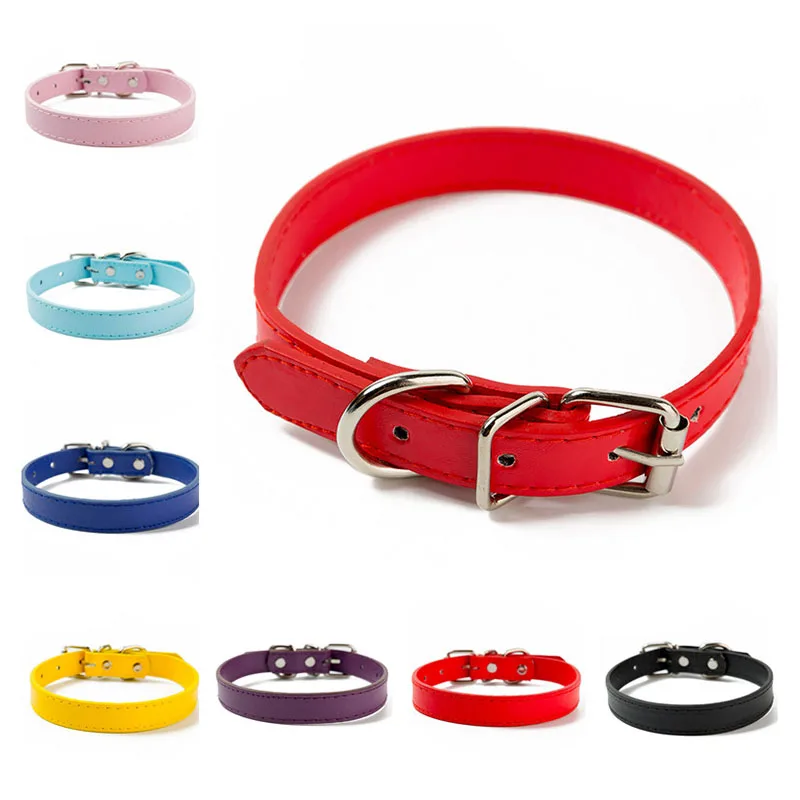 

PU Leather Pet Puppy Collar Simple Pure Color Adjustable Dog Collar for Small Dogs Chihuahua Yorkshire Terrier Cat XS S M L XL