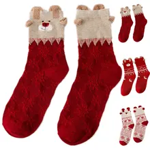 Женские теплые носки в рождественском стиле для взрослых, 1 пара Хлопковых Носков осень-зима, дышащие плотные носки